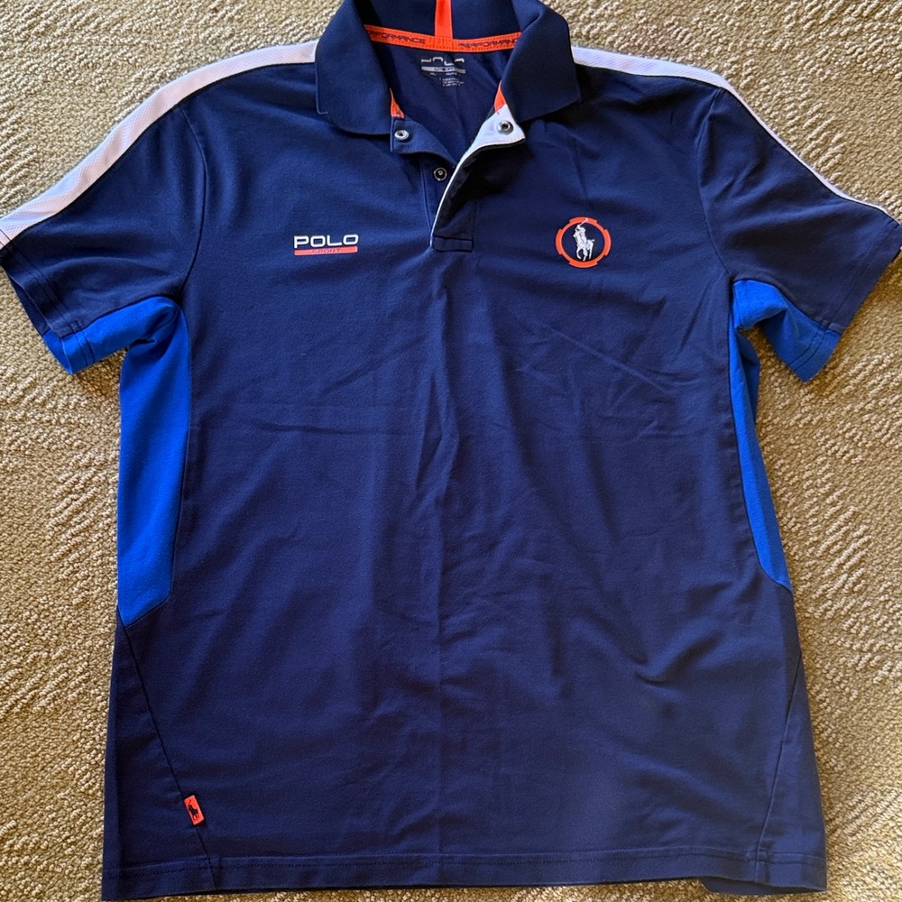 Polo by Ralph Lauren Men's Dark Blue Polo with Red Accents